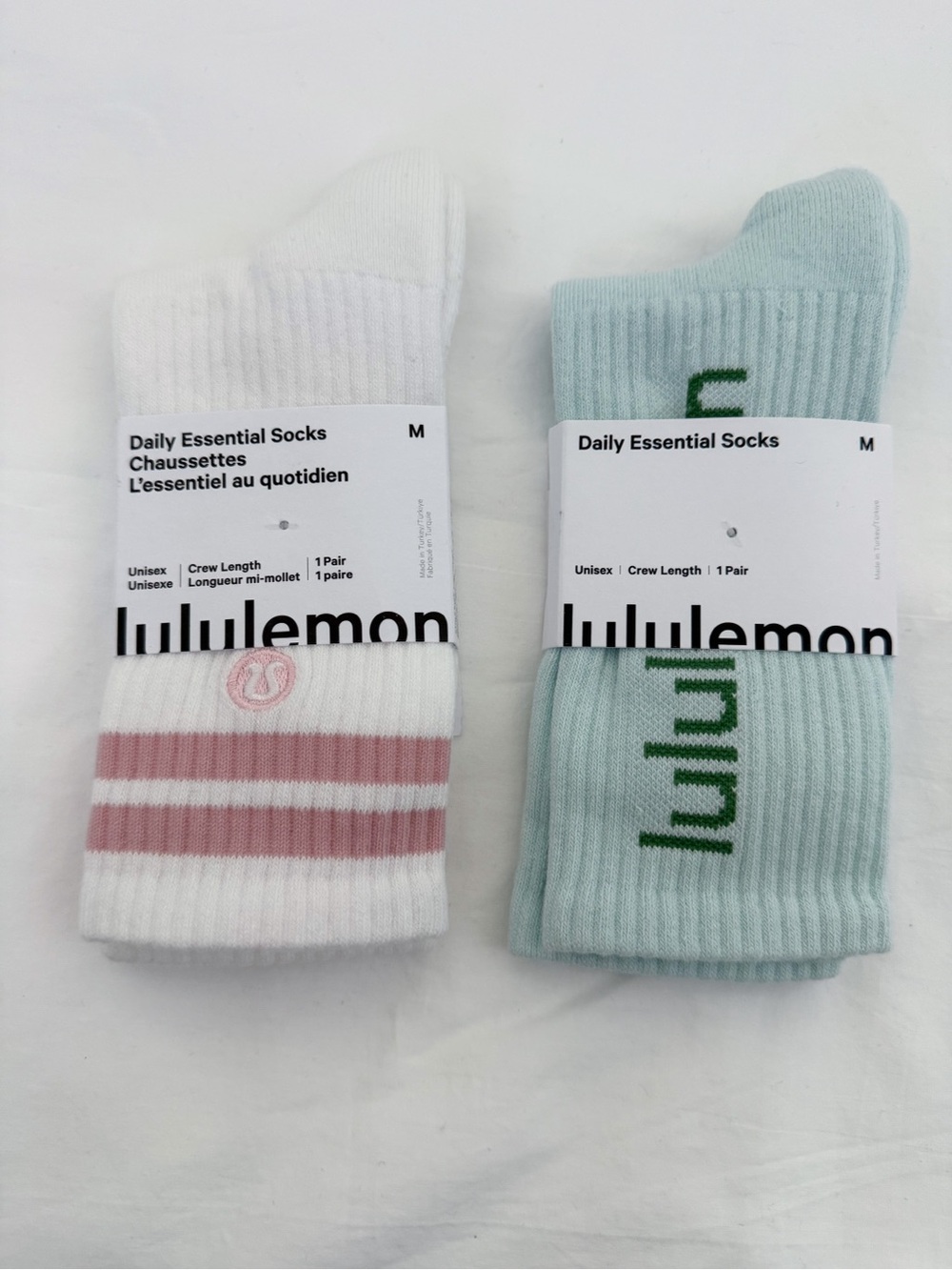 NWT Lululemon Unisex Daily Essential Crew Socks in Medium Bundle